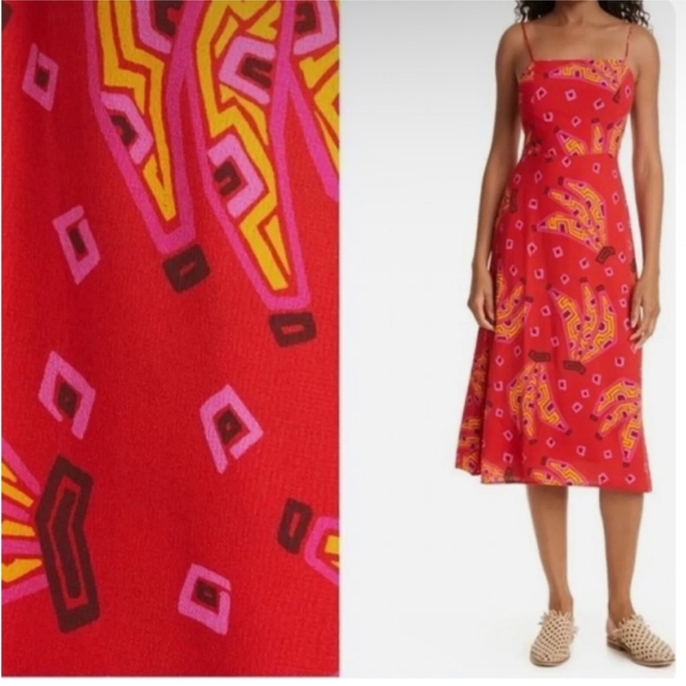 House of Harlow 1960 Red and Yellow Midi Dress Size Small - Picture 9 of 9
